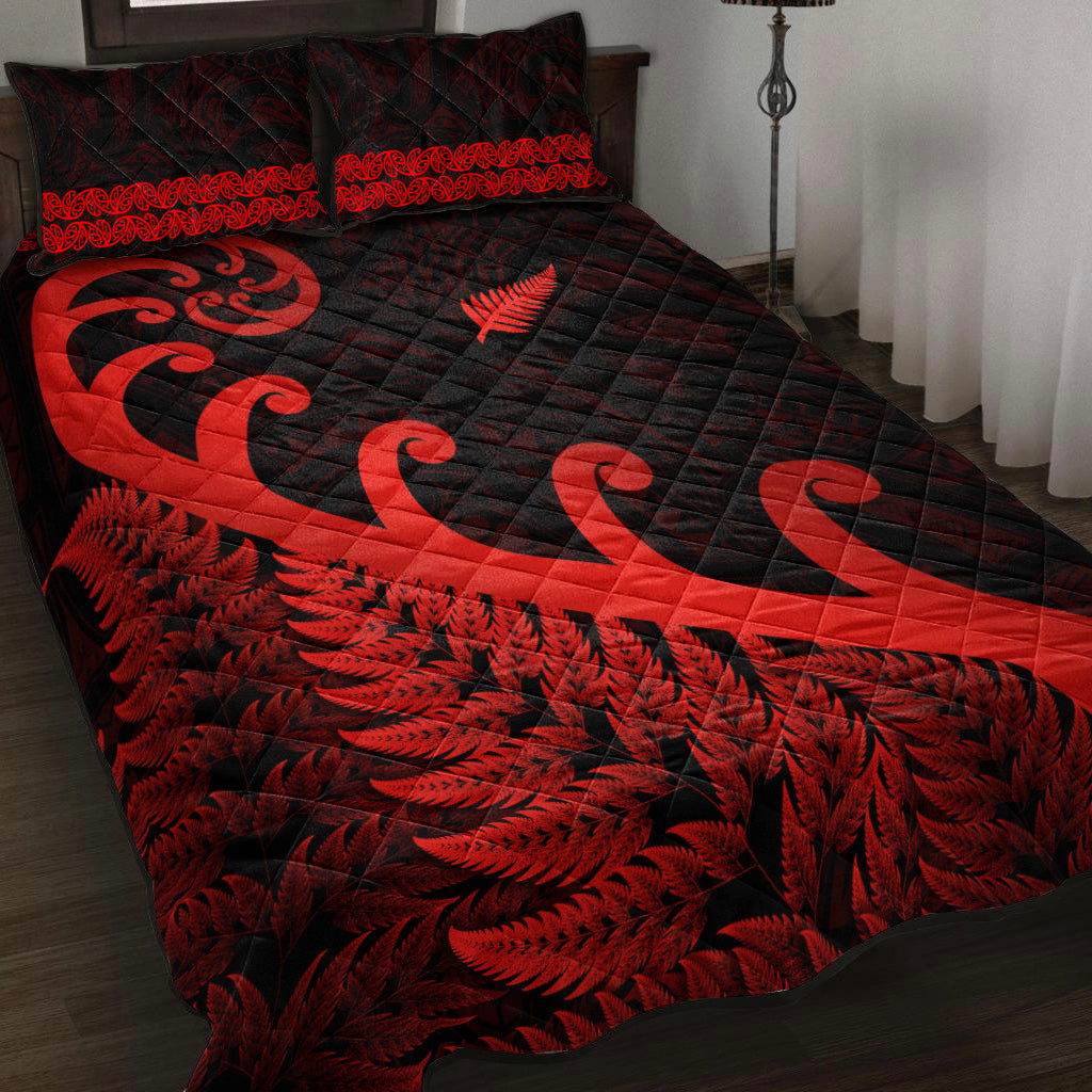 new-zealand-rugby-maori-quilt-bed-set-silver-fern-koru-vibes-red