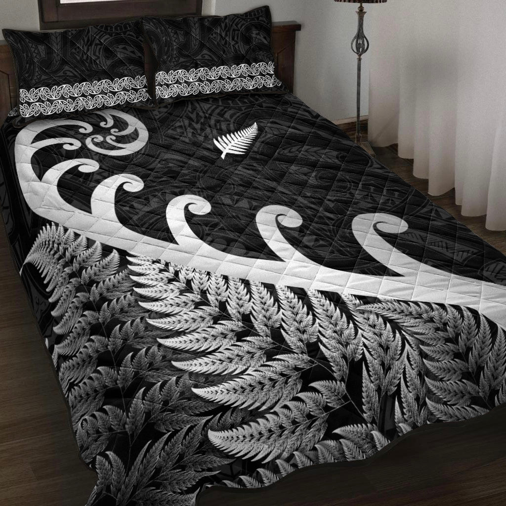 new-zealand-rugby-maori-quilt-bed-set-silver-fern-koru-vibes-black