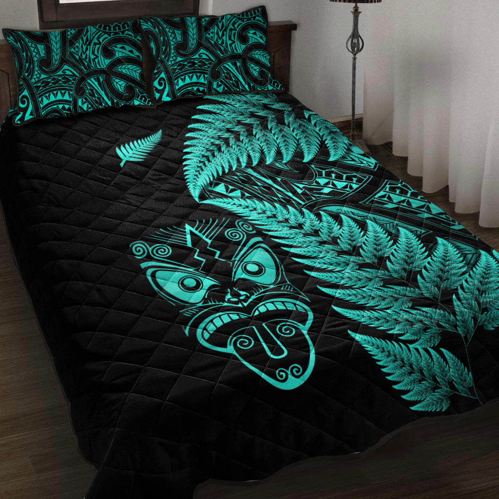 new-zealand-haka-rugby-maori-quilt-bed-set-silver-fern-vibes-turquoise