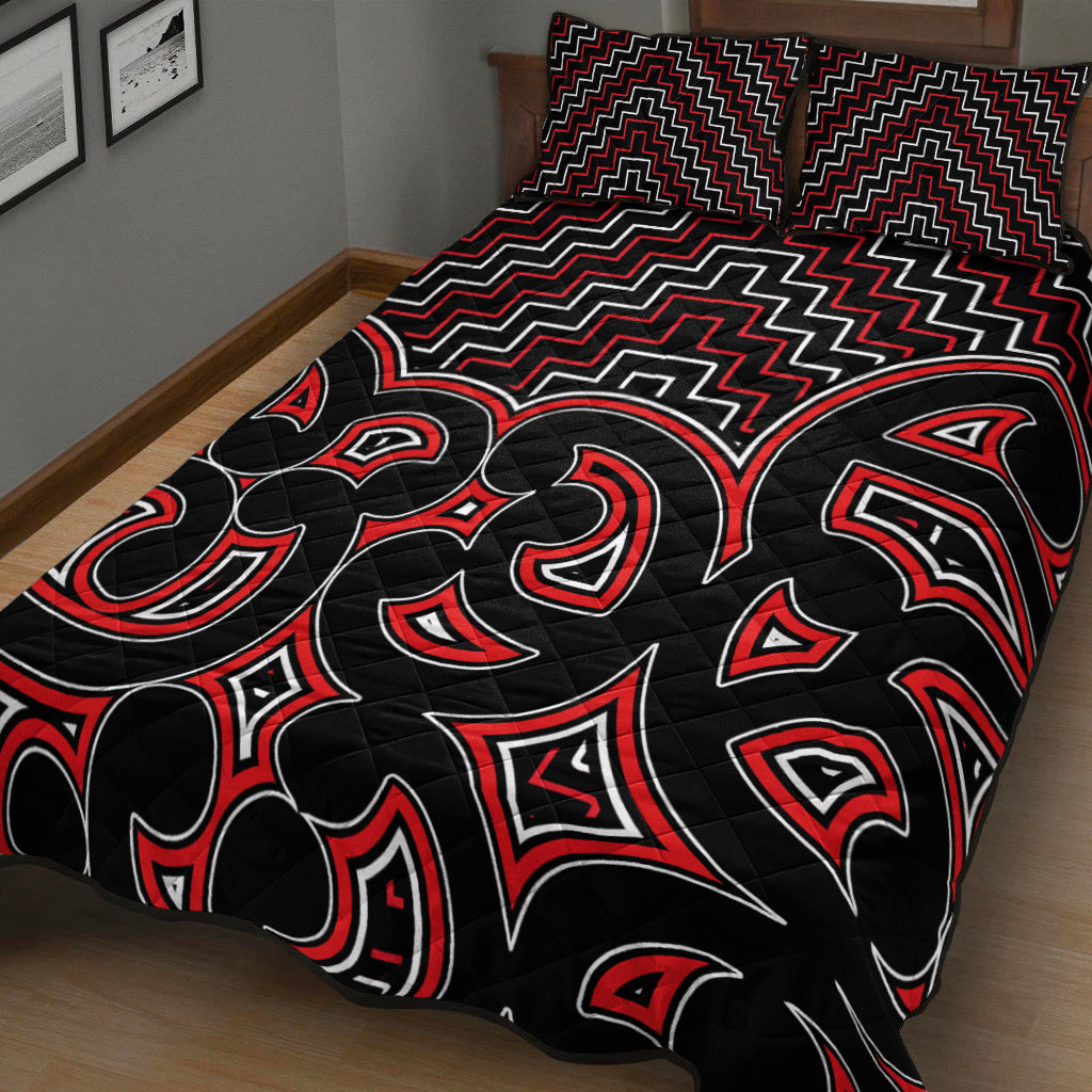 new-zealand-quilt-bed-set-maori-graphic-tee-patterns-red