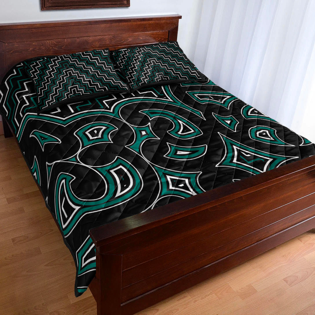 new-zealand-quilt-bed-set-maori-graphic-tee-patterns-green