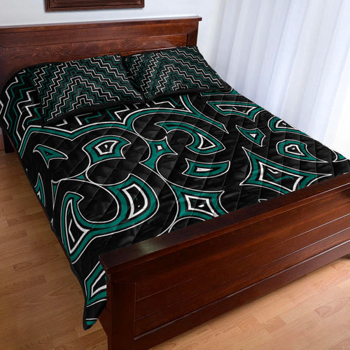 new-zealand-quilt-bed-set-maori-graphic-tee-patterns-green