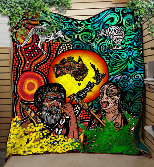 Australia Aboriginal Kangaroo Combine New Zealand Maori Kiwi Bird Quilt - LT2