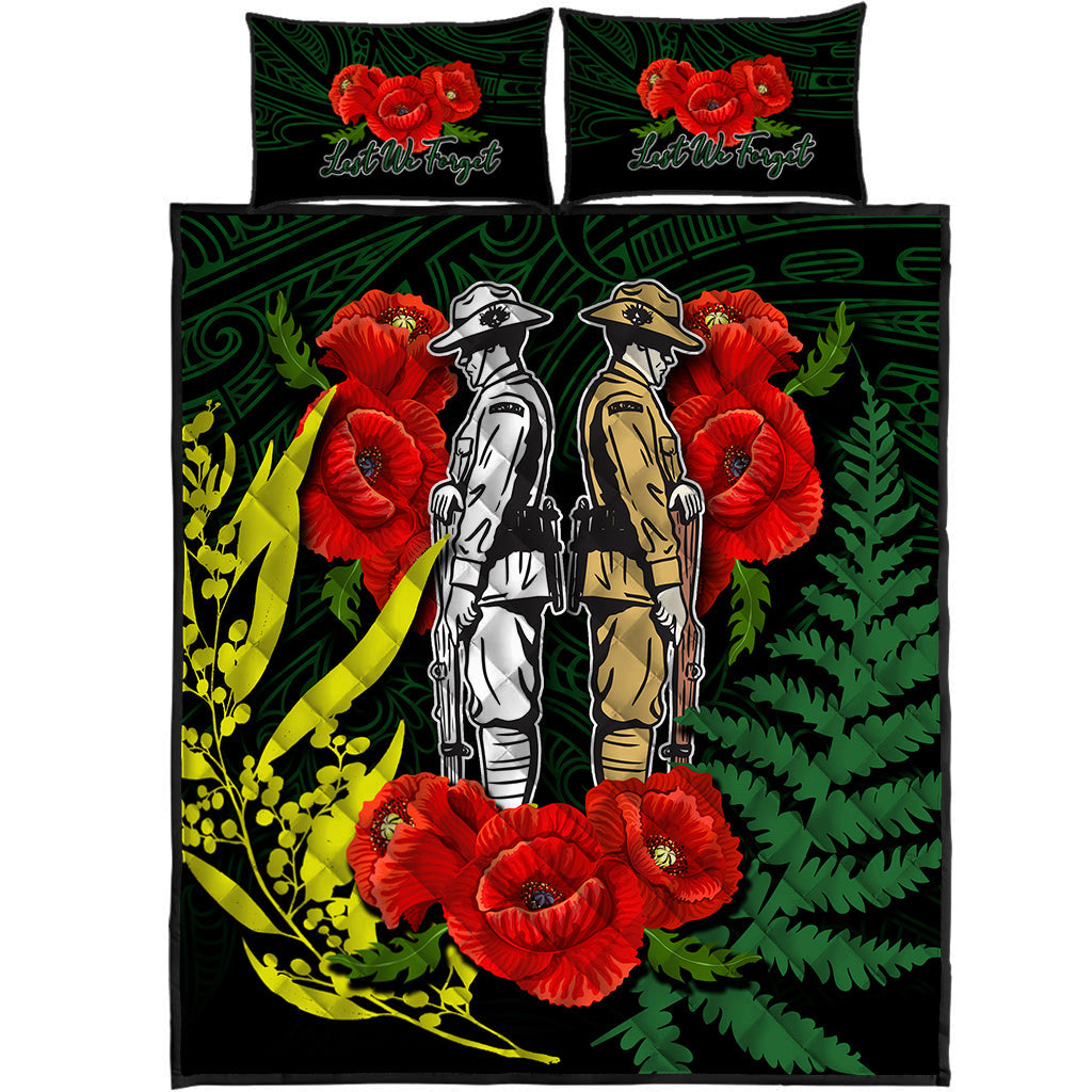 anzac-day-quilt-bed-set-maori-patterns-green-color