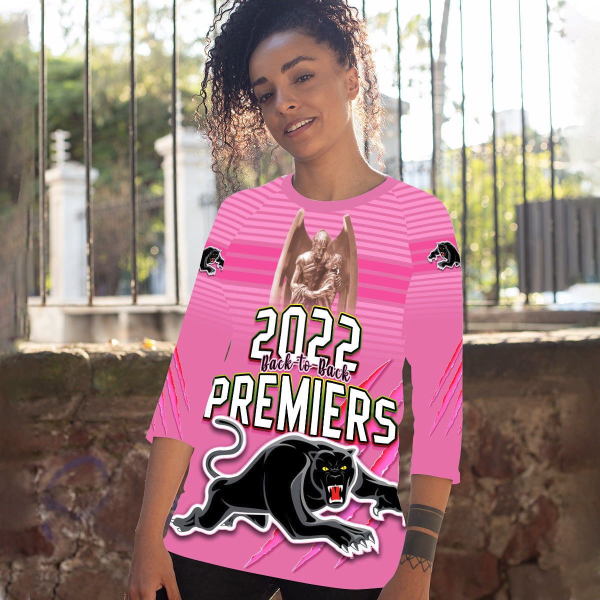 custom-personalised-panthers-proud-raglan-34-sleeve-t-shirt-back-to-back-premiers-2022-version-pink