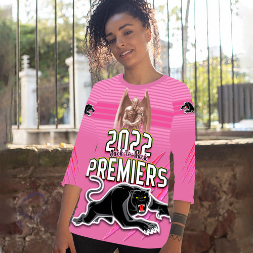custom-personalised-panthers-proud-raglan-34-sleeve-t-shirt-back-to-back-premiers-2022-version-pink