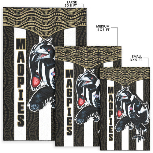 magpies-football-area-rug-collingwood-1892-indigenous-sporty-style-ver01