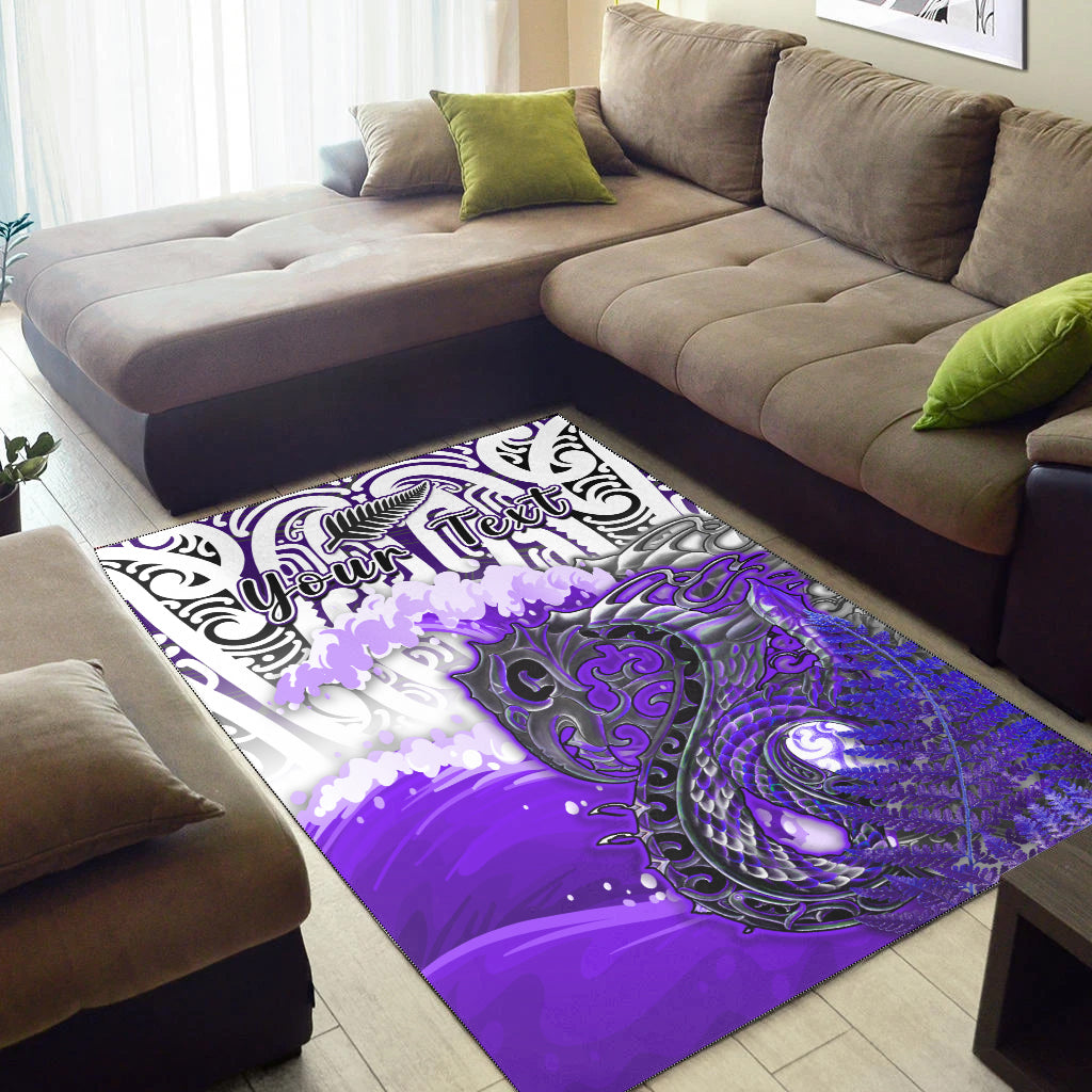 custom-personalised-manaia-maori-area-rug-fern-aotearoa-purple-waves