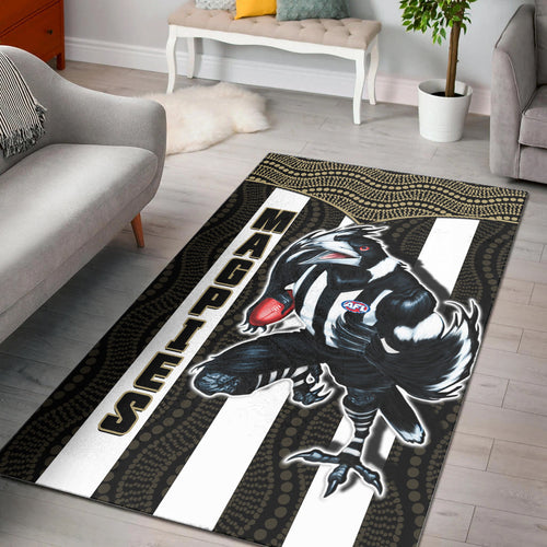 magpies-football-area-rug-collingwood-1892-indigenous-sporty-style-ver01