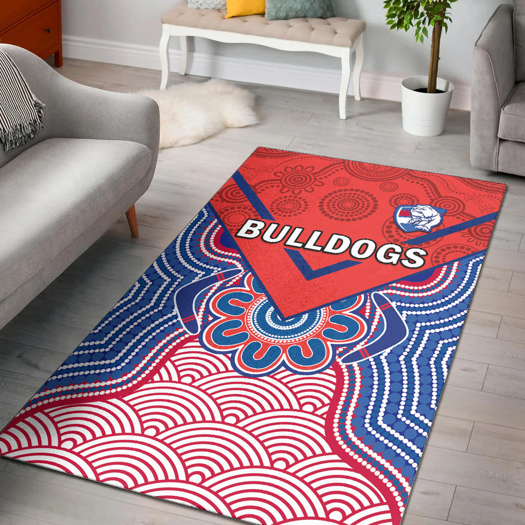 bulldogs-football-area-rug-western-doggies-aboriginal-art-ver01