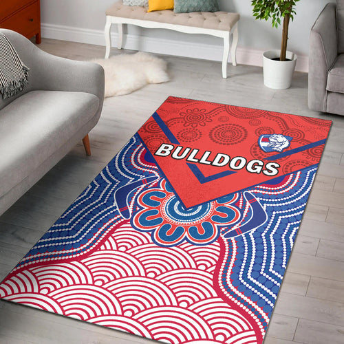 bulldogs-football-area-rug-western-doggies-aboriginal-art-ver01