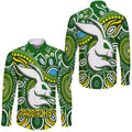 Rabbitohs Hawaii Long Sleeve Button Shirt Rabbitohs Aboriginal Dreamtime Style LT9