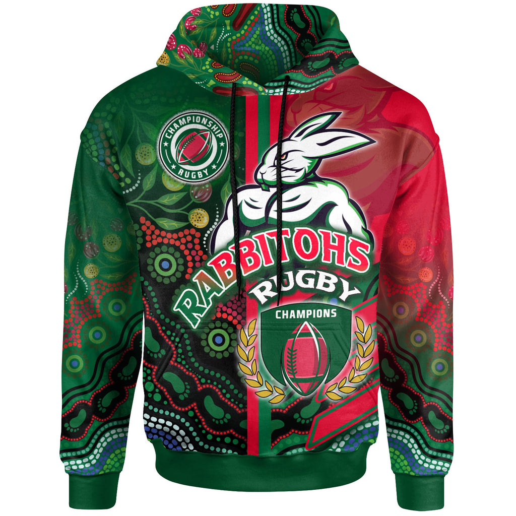 rabbitohs-rugby-hoodie-custom-rabbitohs-rugby-ball-aboriginal-indigenous-sport-style-hoodie