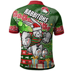 rabbitohs-rugby-polo-shirt-custom-christmas-tree-rabbit-rugby-ball-polo-shirt