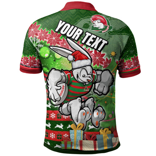 rabbitohs-rugby-polo-shirt-custom-christmas-tree-rabbit-rugby-ball-polo-shirt