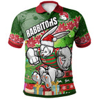 rabbitohs-rugby-polo-shirt-custom-christmas-tree-rabbit-rugby-ball-polo-shirt