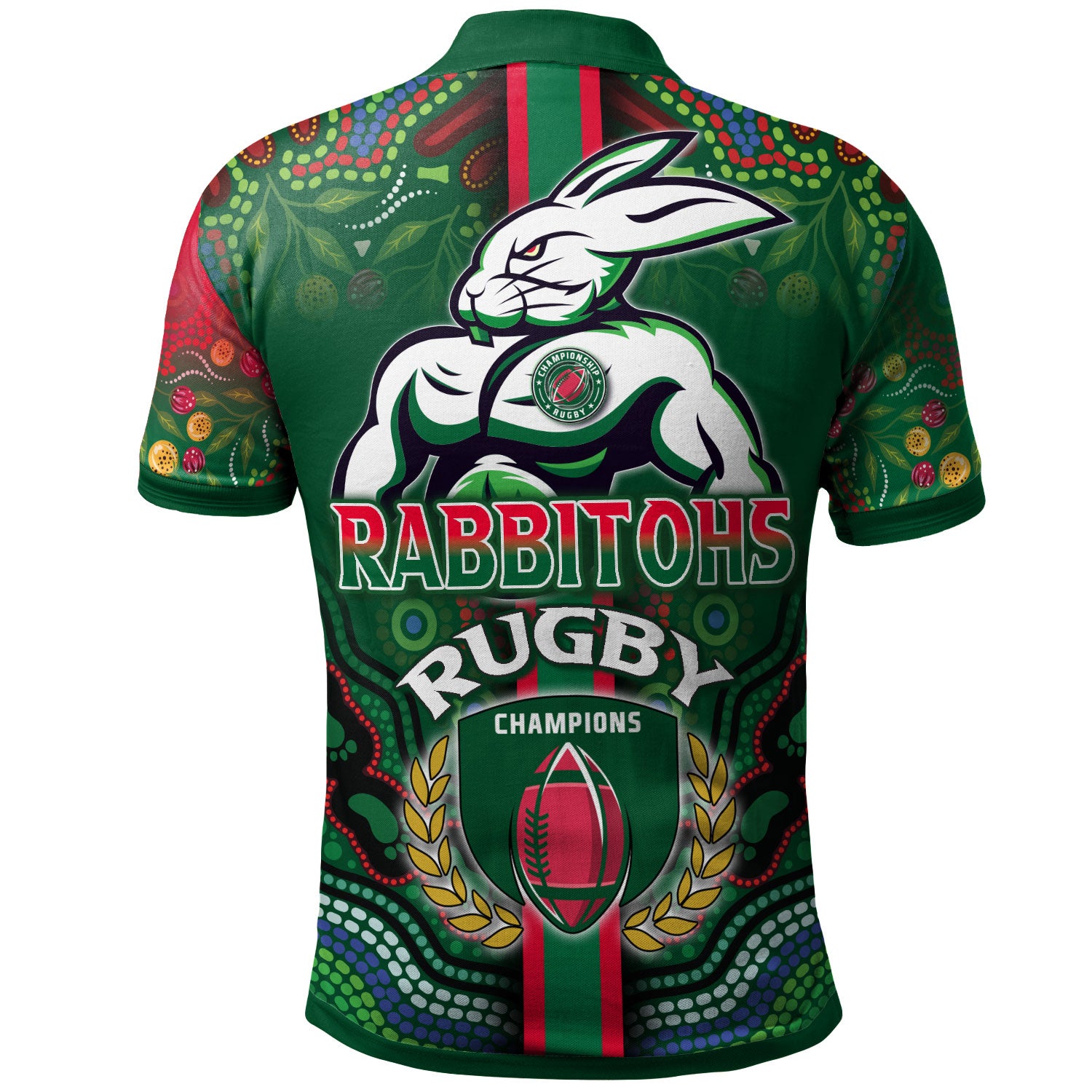 rabbitohs-rugby-polo-shirt-custom-rabbitohs-rugby-ball-aboriginal-indigenous-sport-style-polo-shirt