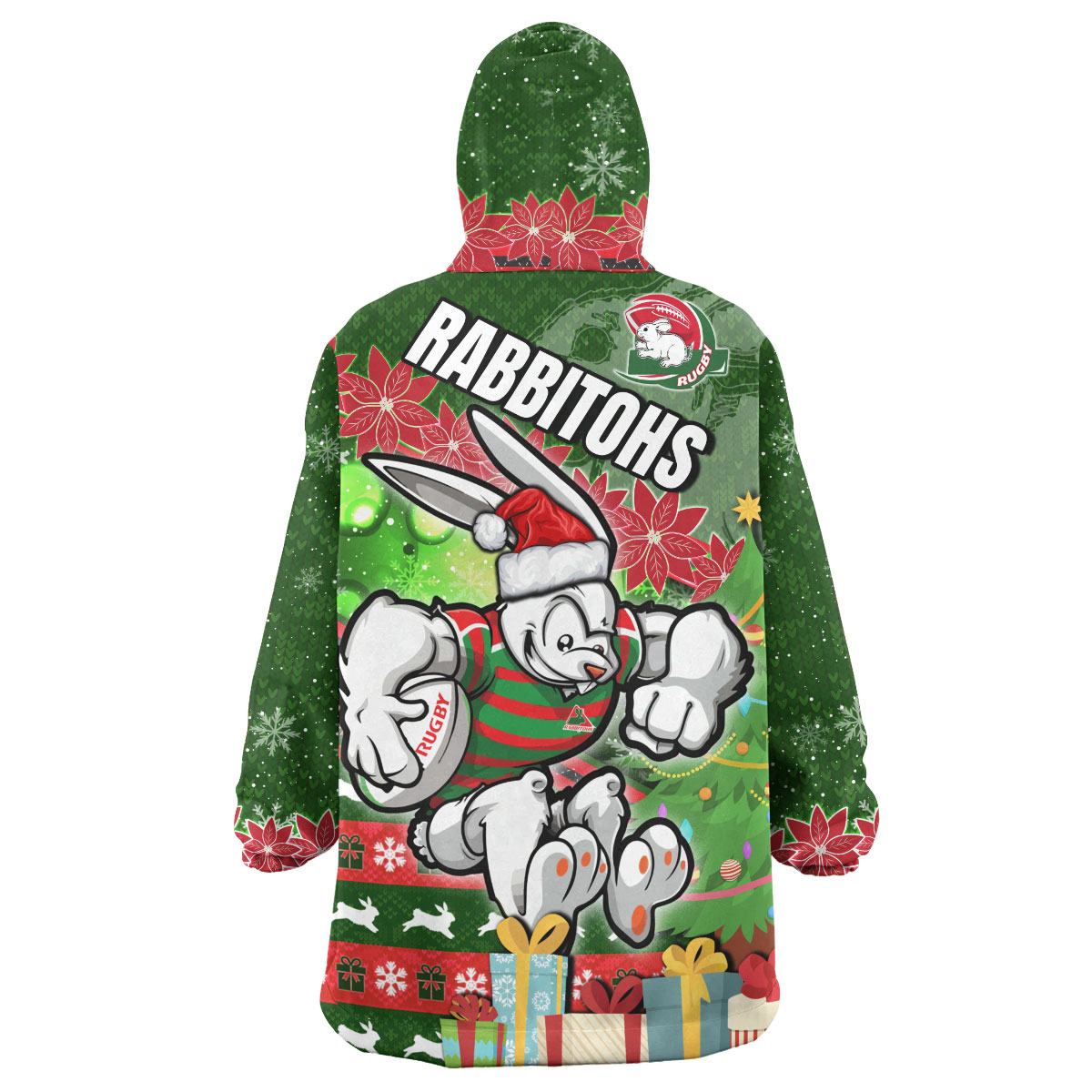 rabbitohs-rugby-snug-hoodie-custom-christmas-tree-rabbit-rugby-ball-snug-wearable-blanket-hoodie