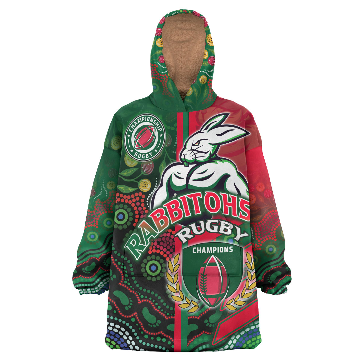 rabbitohs-rugby-snug-hoodie-custom-rabbitohs-rugby-ball-aboriginal-indigenous-sport-style-oodie-blanket