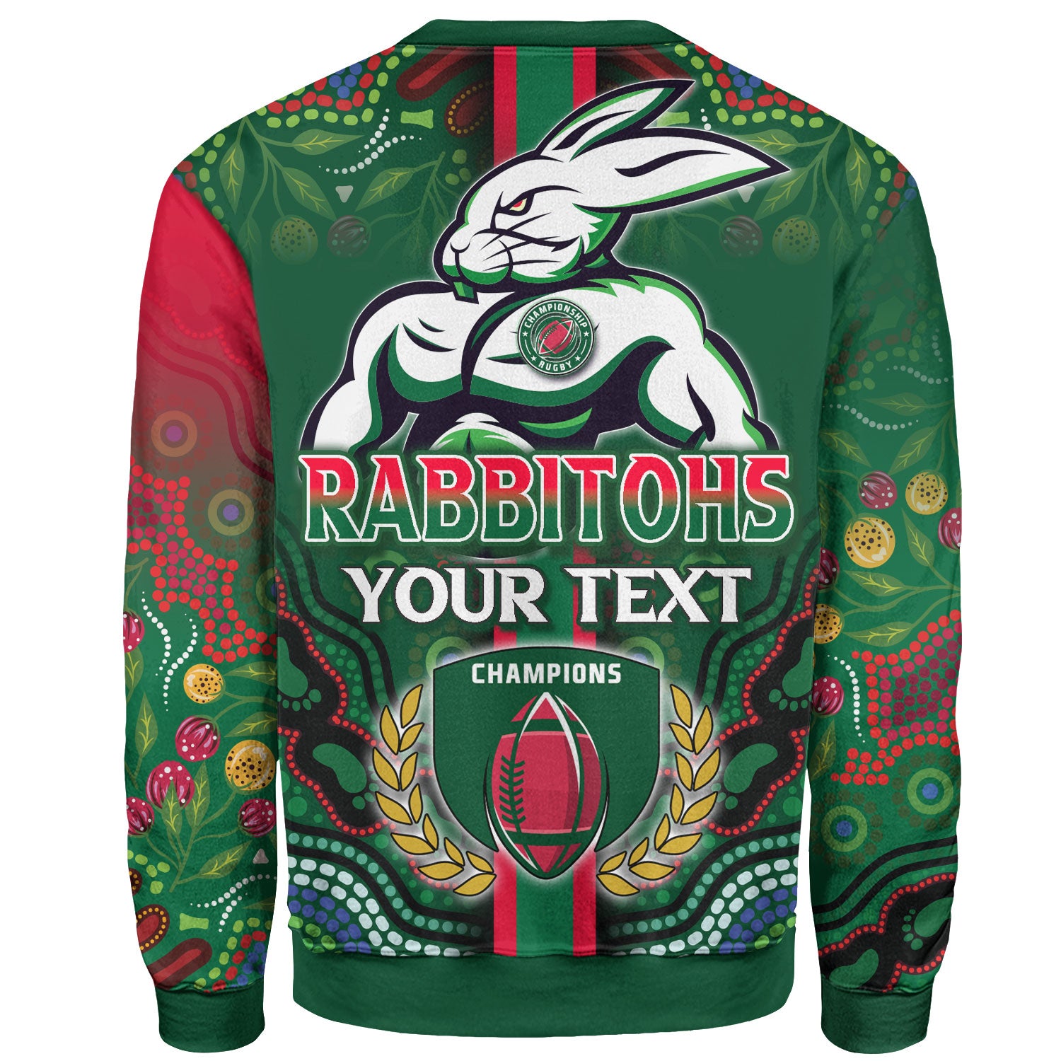 rabbitohs-rugby-sweatshirt-custom-rabbitohs-rugby-ball-aboriginal-indigenous-sport-style-sweatshirt
