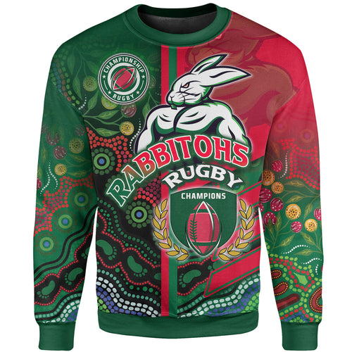 rabbitohs-rugby-sweatshirt-custom-rabbitohs-rugby-ball-aboriginal-indigenous-sport-style-sweatshirt