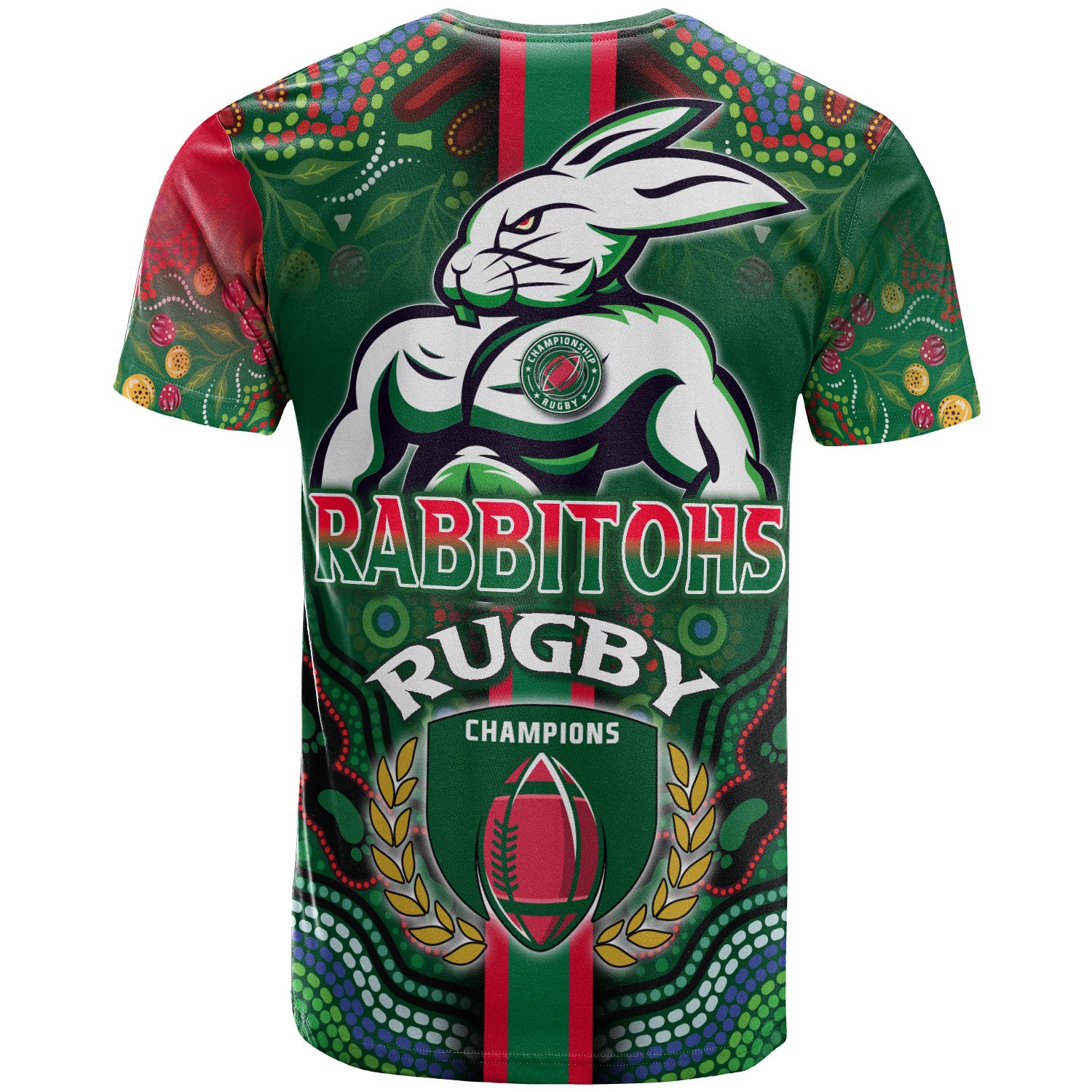 rabbitohs-rugby-t-shirt-custom-rabbitohs-rugby-ball-aboriginal-indigenous-sport-style-t-shirt