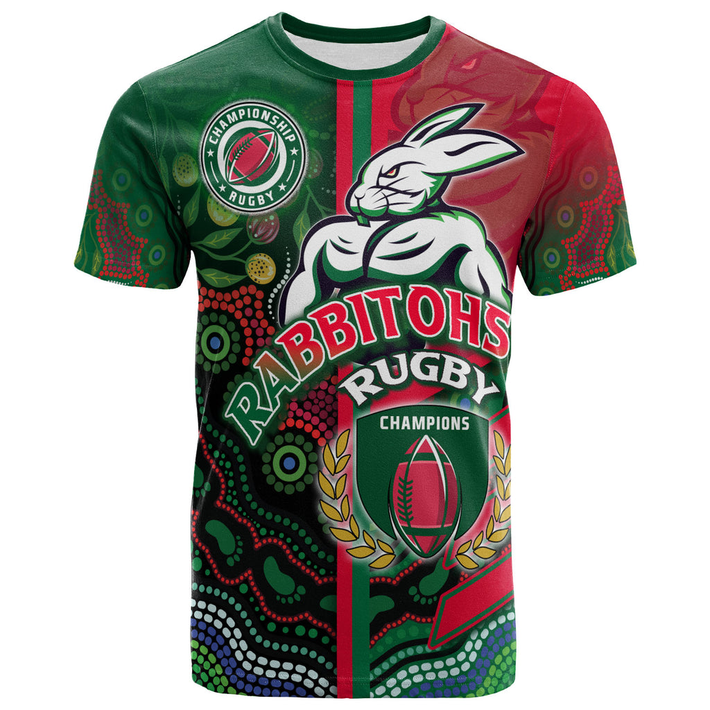 rabbitohs-rugby-t-shirt-custom-rabbitohs-rugby-ball-aboriginal-indigenous-sport-style-t-shirt