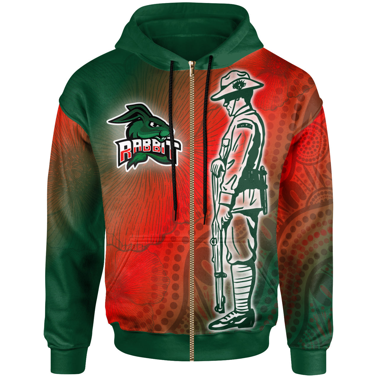 rabbitohs-rugby-hoodie-custom-anzac-rabbit-sport-with-aboriginal-patterns-hoodie