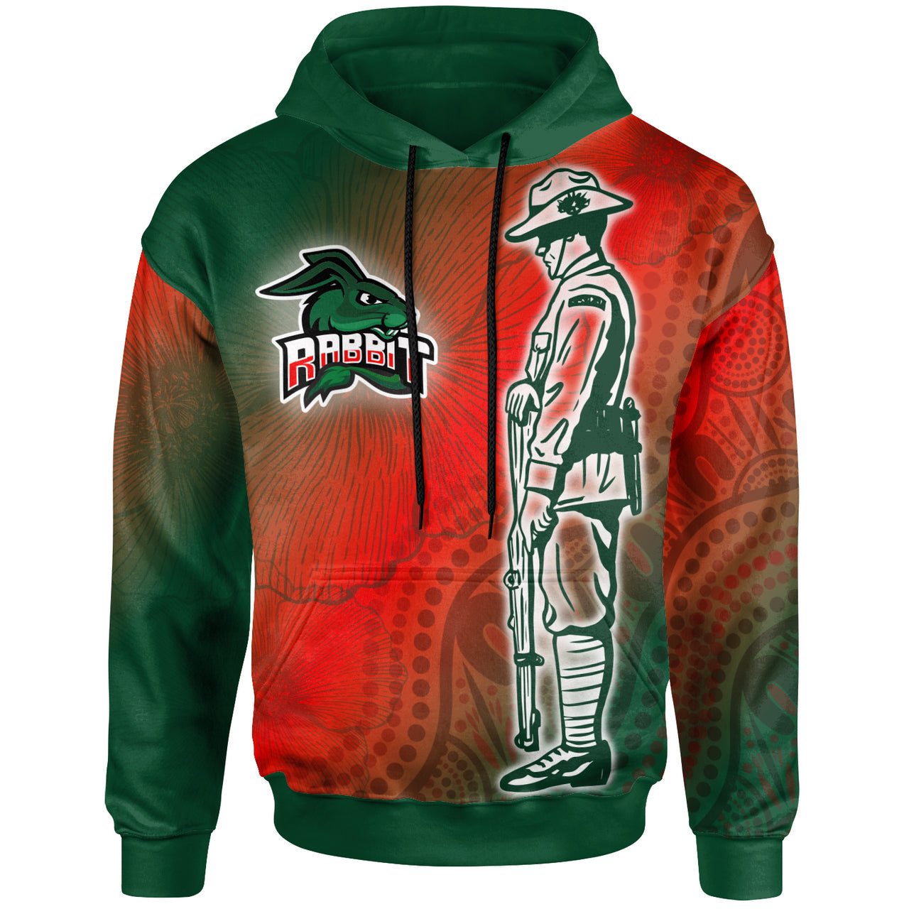 rabbitohs-rugby-hoodie-custom-anzac-rabbit-sport-with-aboriginal-patterns-hoodie