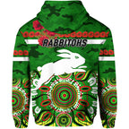 South Sydney Rabbitohs ANZAC 2022 Zip Up And Pullover Hoodie Indigenous Vibes - Green LT8