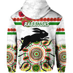 South Sydney Rabbitohs ANZAC 2022 Zip Up And Pullover Hoodie Indigenous Vibes - White LT8