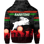 South Sydney Rabbitohs ANZAC 2022 Zip Up And Pullover Hoodie Simple Style - Black LT8