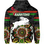 South Sydney Rabbitohs ANZAC 2022 Zip Up And Pullover Hoodie Indigenous Vibes - Black LT8
