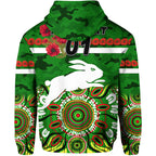 (Custom Personalised) South Sydney Rabbitohs ANZAC 2022 Zip Up And Pullover Hoodie Indigenous Vibes - Green LT8