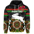 (Custom Personalised) South Sydney Rabbitohs ANZAC 2022 Zip Up And Pullover Hoodie Indigenous Vibes - Black LT8