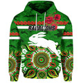 (Custom Personalised) South Sydney Rabbitohs ANZAC 2022 Zip Up And Pullover Hoodie Indigenous Vibes - Green LT8