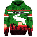 (Custom Personalised) South Sydney Rabbitohs ANZAC 2022 Zip Up And Pullover Hoodie Simple Style - Green LT8