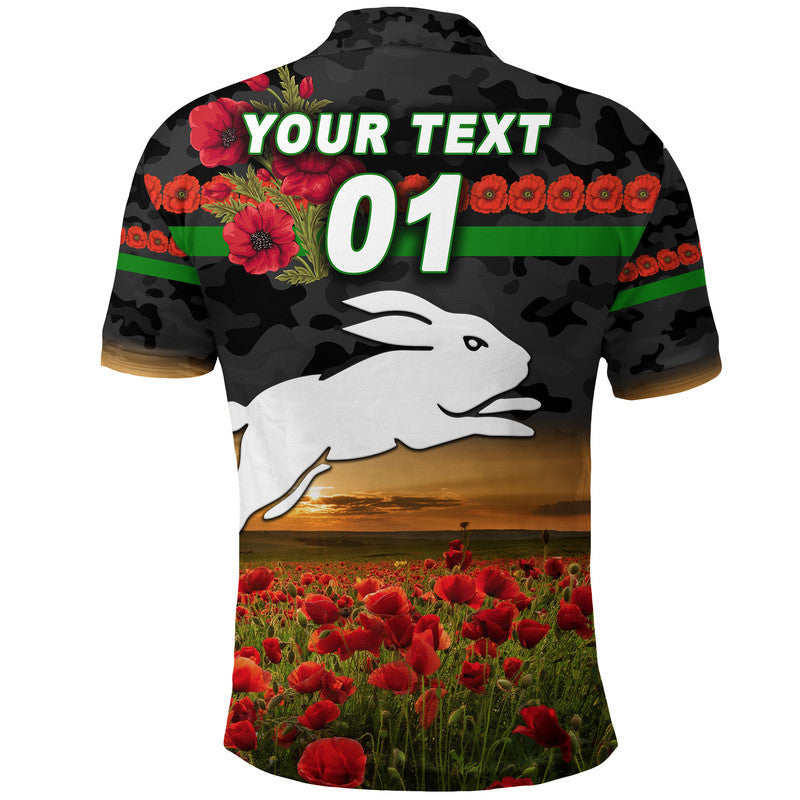 custom-personalised-rabbitohs-anzac-polo-shirt-poppy-flowers-vibes-black