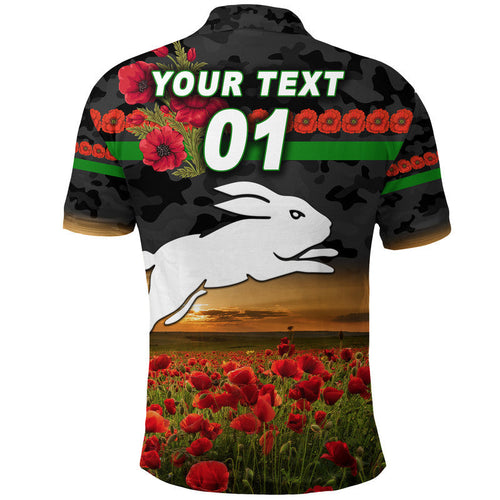 custom-personalised-rabbitohs-anzac-polo-shirt-poppy-flowers-vibes-black