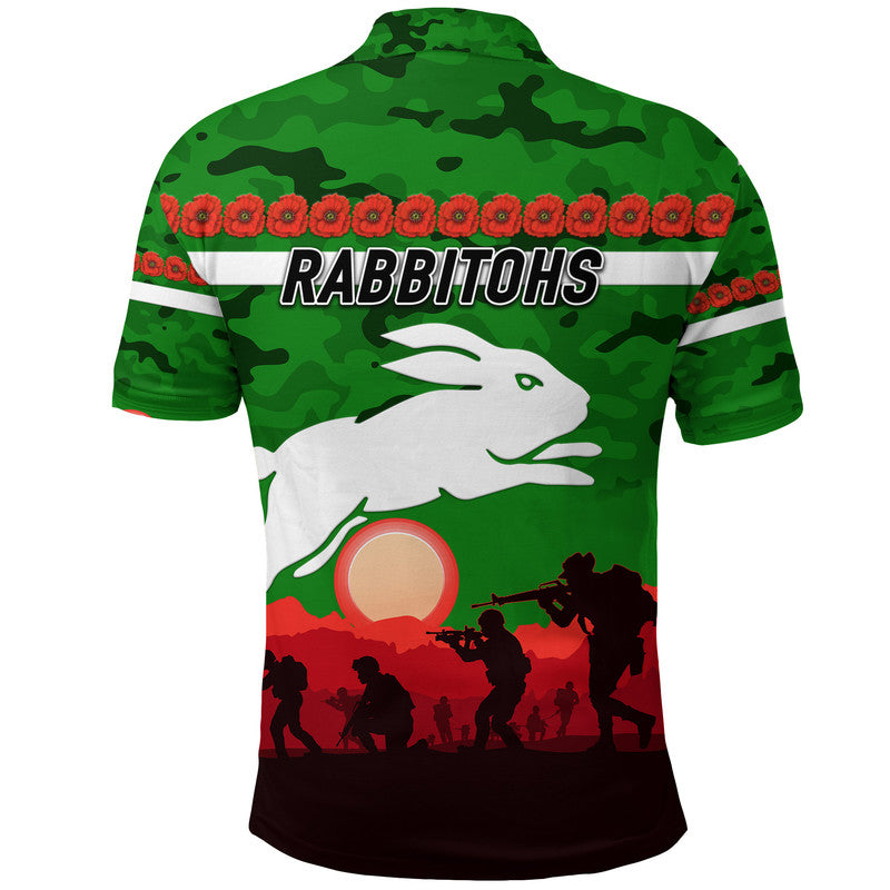 south-sydney-rabbitohs-anzac-2022-polo-shirt-simple-style-green