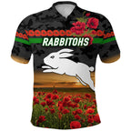 custom-personalised-rabbitohs-anzac-polo-shirt-poppy-flowers-vibes-black