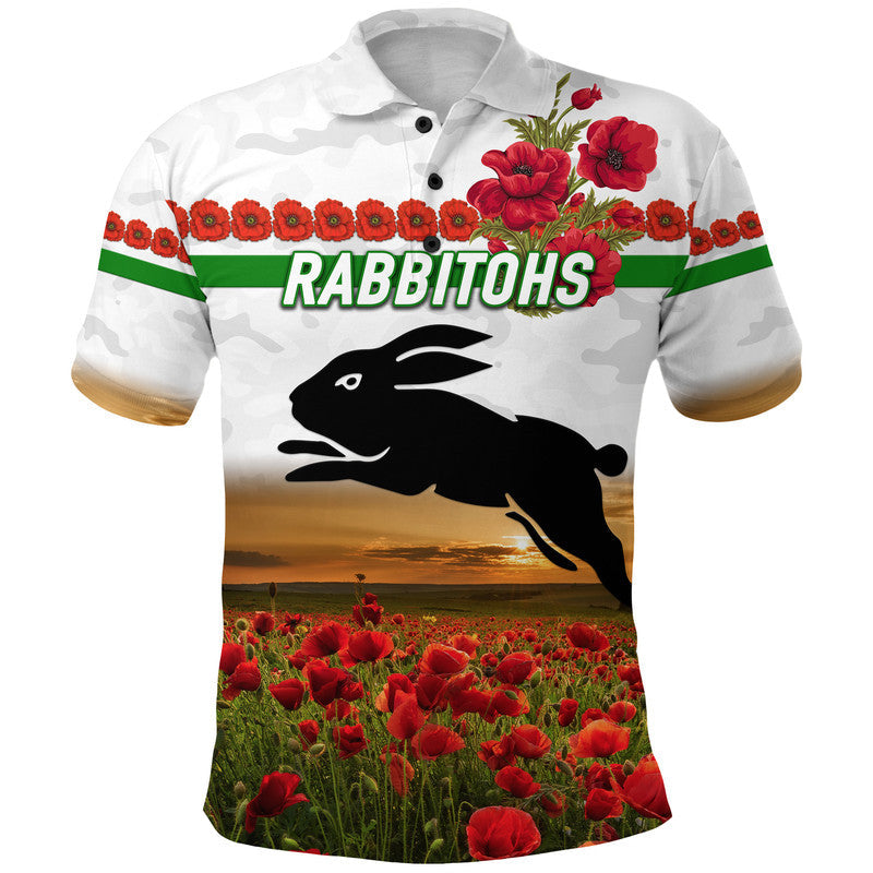 custom-personalised-rabbitohs-anzac-polo-shirt-poppy-flowers-vibes-white