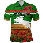 custom-personalised-rabbitohs-anzac-polo-shirt-poppy-flowers-vibes-green