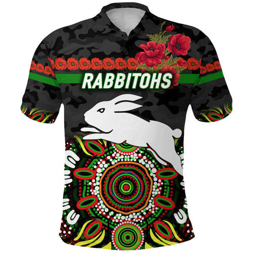 custom-personalised-rabbitohs-anzac-polo-shirt-indigenous-vibes-black