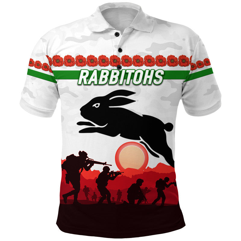 custom-personalised-rabbitohs-anzac-polo-shirt-simple-style-white