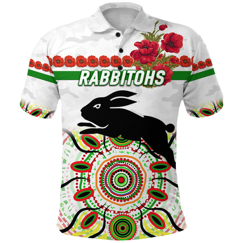 custom-personalised-rabbitohs-anzac-polo-shirt-indigenous-vibes-white