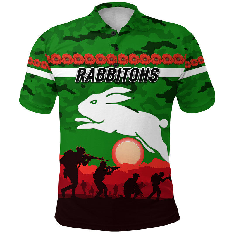 custom-personalised-rabbitohs-anzac-polo-shirt-simple-style-green