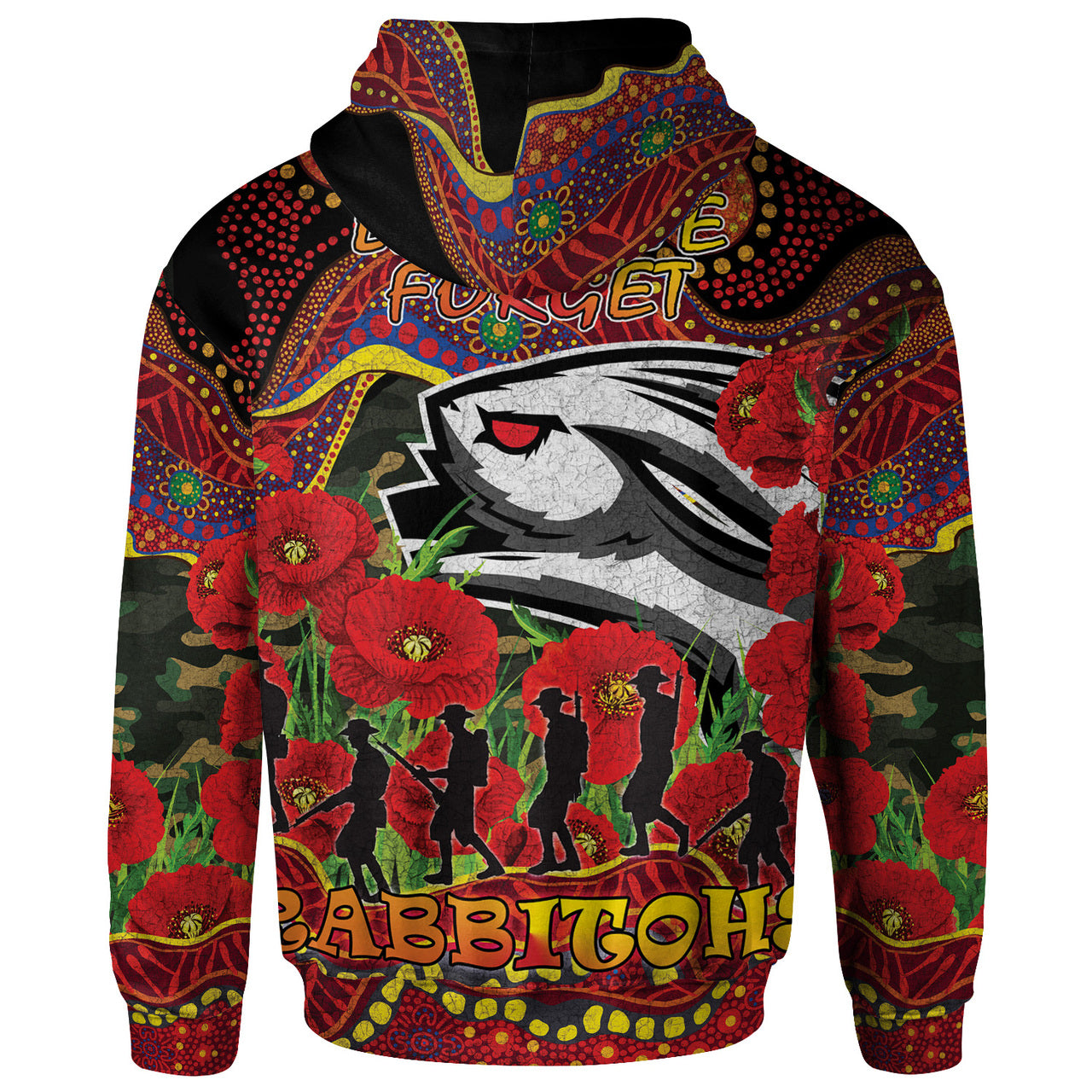 rabbitohs-rugby-aboriginal-anzac-day-custom-hoodie-lest-we-forget-rabbitohs-with-poppy-flower
