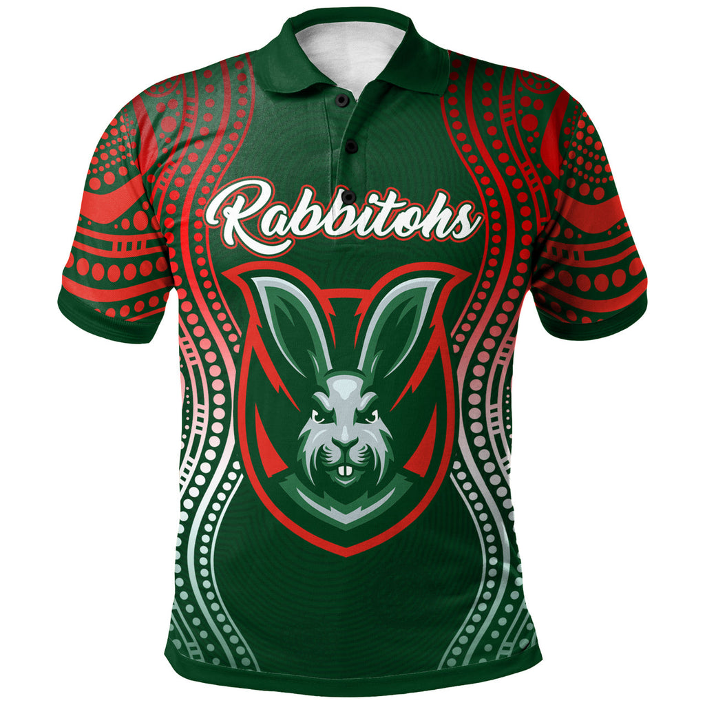 rabbitohs-rugby-polo-shirt-custom-rabbitohs-aboriginal-style-polo-shirt