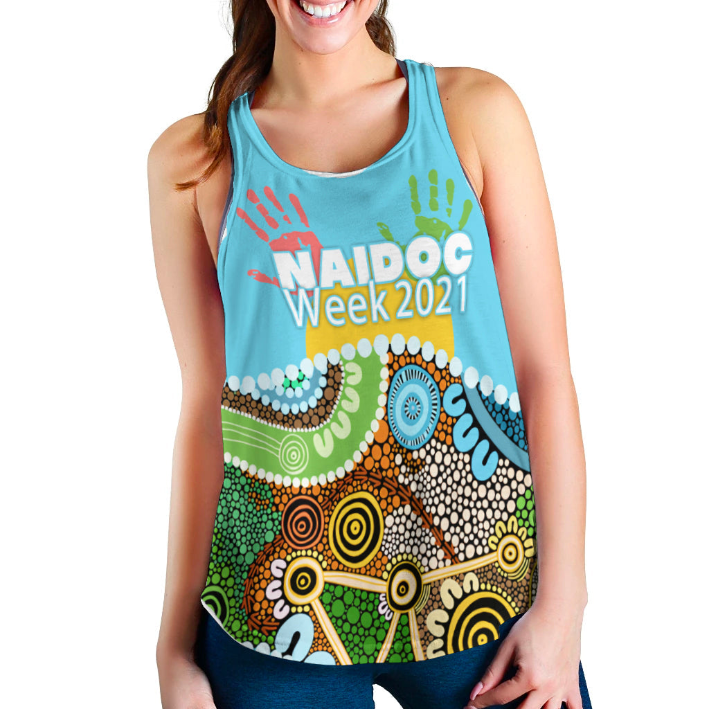 NAIDOC Week 2021 Women's Racerback Tank Aboriginal Art LT16 - Vibe Hoodie